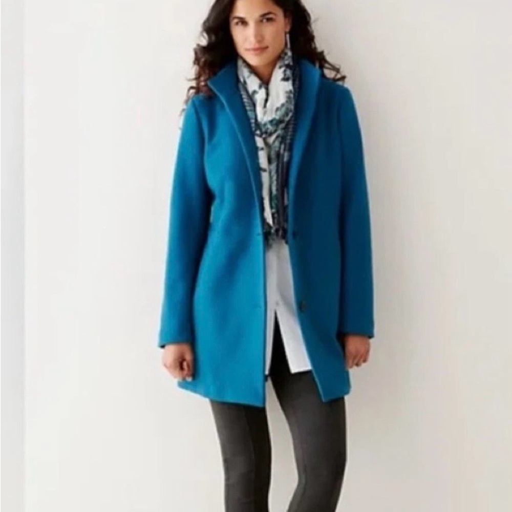 J.Jill Women’s Teal Peacock Blue Berkshires Pea Coat Size 2X NWT